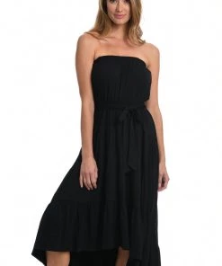 La Blanca Cover Ups Draped Darling Strapless Midi Dress