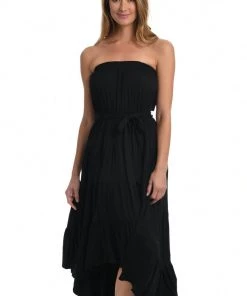 La Blanca Cover Ups Draped Darling Strapless Midi Dress