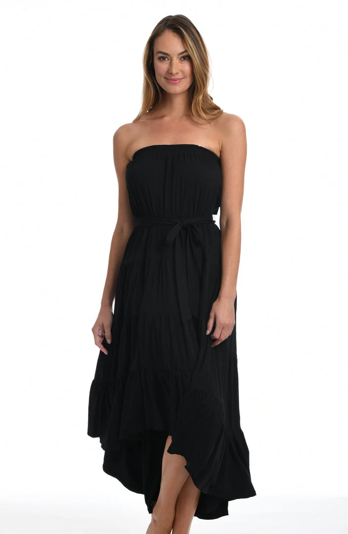 La Blanca Cover Ups Draped Darling Strapless Midi Dress