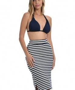 La Blanca Static Stripe Midi Skirt Cover Ups