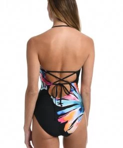 La Blanca Prism Palm Bandeau Mio One-Piece
