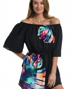 La Blanca Prism Palm Off The Shoulder Cover-Up Dress