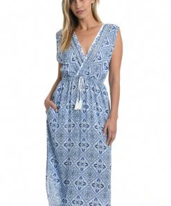 La Blanca Mediterranean Breeze Tie Front Mid Length Dress