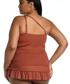 La Blanca Island Goddess One Shoulder Keyhole Tankini Top Tops