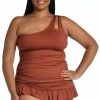 La Blanca Island Goddess One Shoulder Keyhole Tankini Top Tops