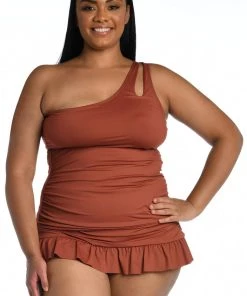 La Blanca Island Goddess One Shoulder Keyhole Tankini Top Tops