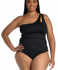 La Blanca Tops Island Goddess One Shoulder Keyhole Tankini Top