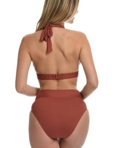 La Blanca Tops Island Goddess Shirred Strap Halter Bra Top