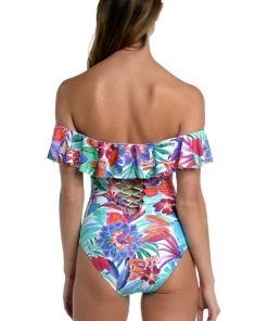La Blanca Tropics Of Tropez Off Shoulder Ruffle One Piece One-Piece