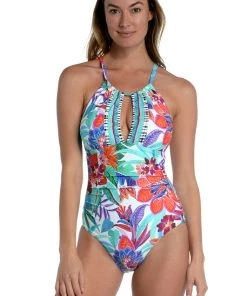 La Blanca Tropics Of Tropez High-Neck Keyhole One Piece