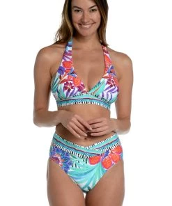 La Blanca Tops Tropics Of Tropez Banded Halter Triangle Top