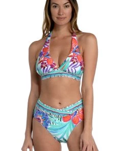 La Blanca Tops Tropics Of Tropez Banded Halter Triangle Top