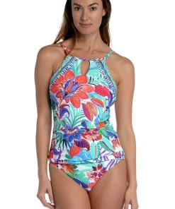 La Blanca Tops Tropics Of Tropez High-Neck Keyhole Tankini Top