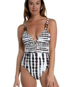 La Blanca One-Piece Twisted Bamboo Plunge One Piece