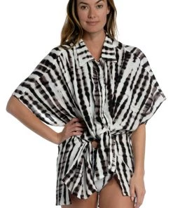 La Blanca Cover Ups Twisted Bamboo Convertible Shirt Dress