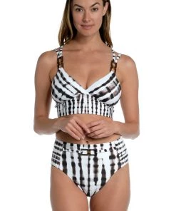 La Blanca Twisted Bamboo Strappy Back Midkini Top