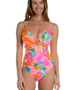 La Blanca Isla Del Sol Twist Keyhole Push-Up One Piece One-Piece