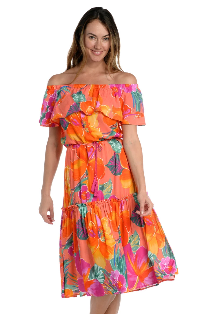 La Blanca Isla Del Sol Off-The-Shoulder Cover Up Dress Cover Ups