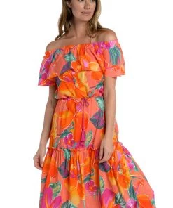 La Blanca Isla Del Sol Off-The-Shoulder Cover Up Dress Cover Ups