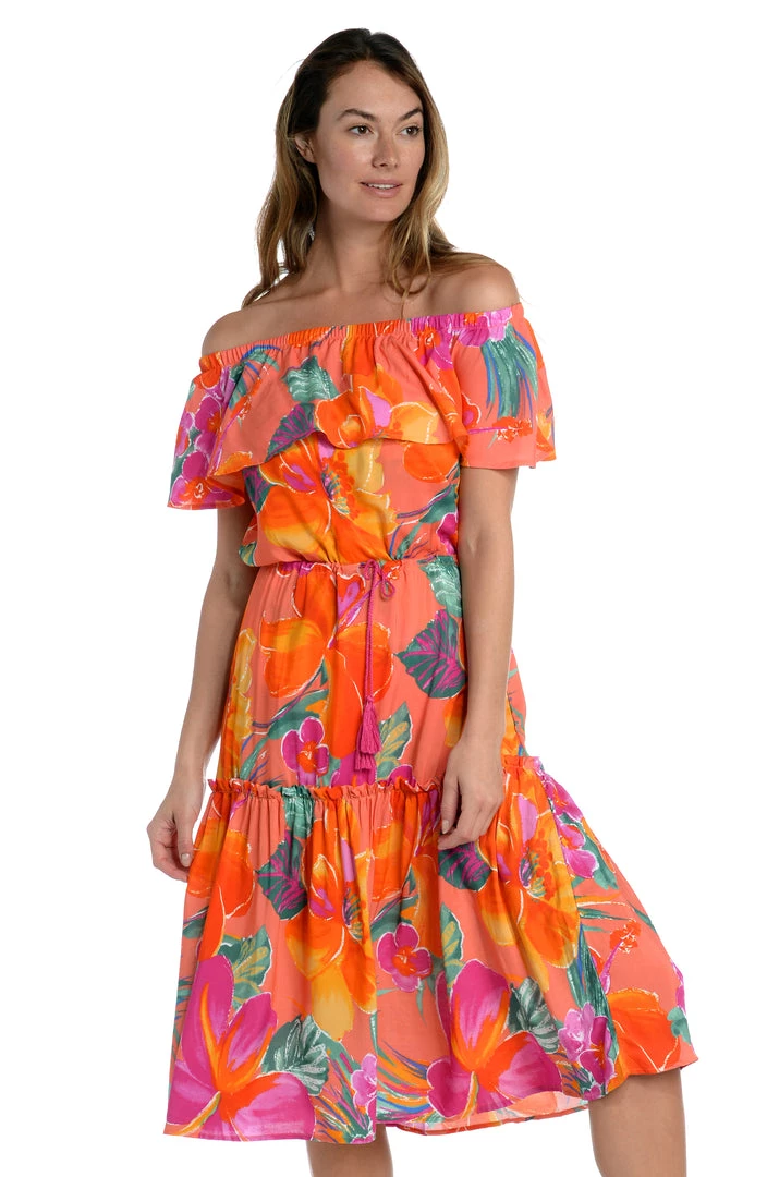 La Blanca Isla Del Sol Off-The-Shoulder Cover Up Dress Cover Ups