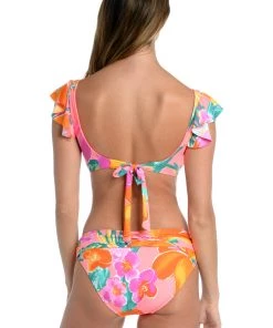 La Blanca Isla Del Sol Ruffle Sleeve Top Tops