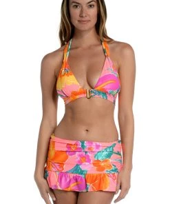 La Blanca Isla Del Sol Shirred Strap Over The Shoulder Top