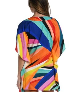 La Blanca Cover Ups Sunscape Lace Front Caftan Dress