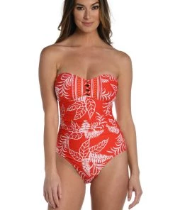 La Blanca Tropical Tapestry Bandeau Mio One-Piece