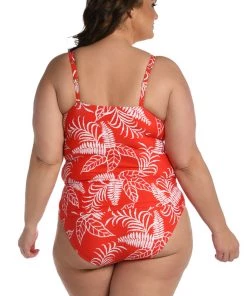 La Blanca Tropical Tapestry Over-The-Shoulder Knot Tankini Top