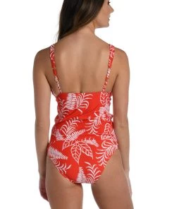 La Blanca Tropical Tapestry Over-The-Shoulder Knot Tankini Top
