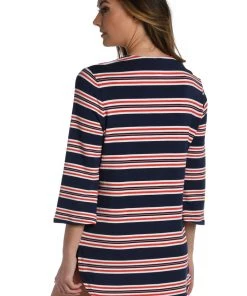 La Blanca Sailor Stripe V-Neck Tunic Cover Ups