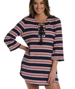 La Blanca Sailor Stripe V-Neck Tunic Cover Ups