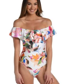 La Blanca One-Piece Paradise City Off Shoulder Ruffle One Piece
