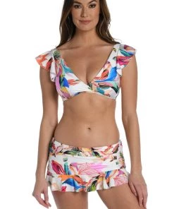 La Blanca Paradise City Ruffle Sleeve Top