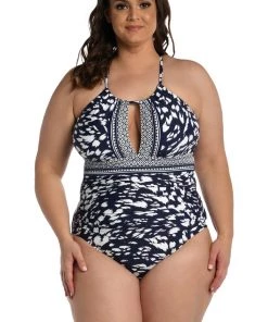 La Blanca Changing Tides High-Neck Keyhole One Piece