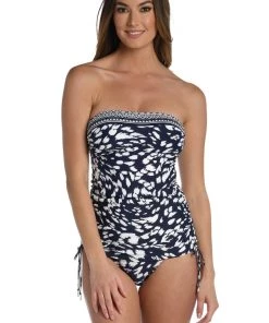 La Blanca Changing Tides Bandeau Cinch Side Tankini Top Tops