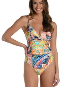 La Blanca Soleil Twist Keyhole Push Up One Piece One-Piece