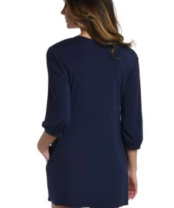 La Blanca Beaded Covers V-Neck Tunic Cover Ups