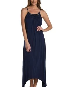 La Blanca Beaded Covers Halter Midi Dress