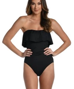 La Blanca Island Goddess Ruffled Bandeau One Piece One-Piece