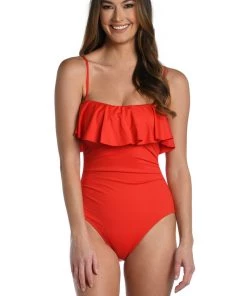 La Blanca Island Goddess Ruffled Bandeau One Piece One-Piece