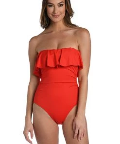 La Blanca Island Goddess Ruffled Bandeau One Piece One-Piece